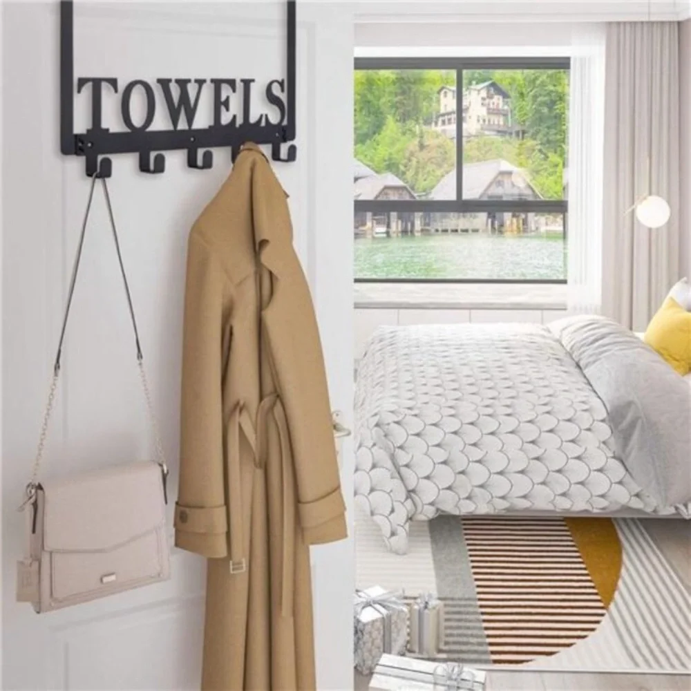 Over The Door Hooks, Towel Holder for Bathroom Door Mount Towel Rack Towel Hook